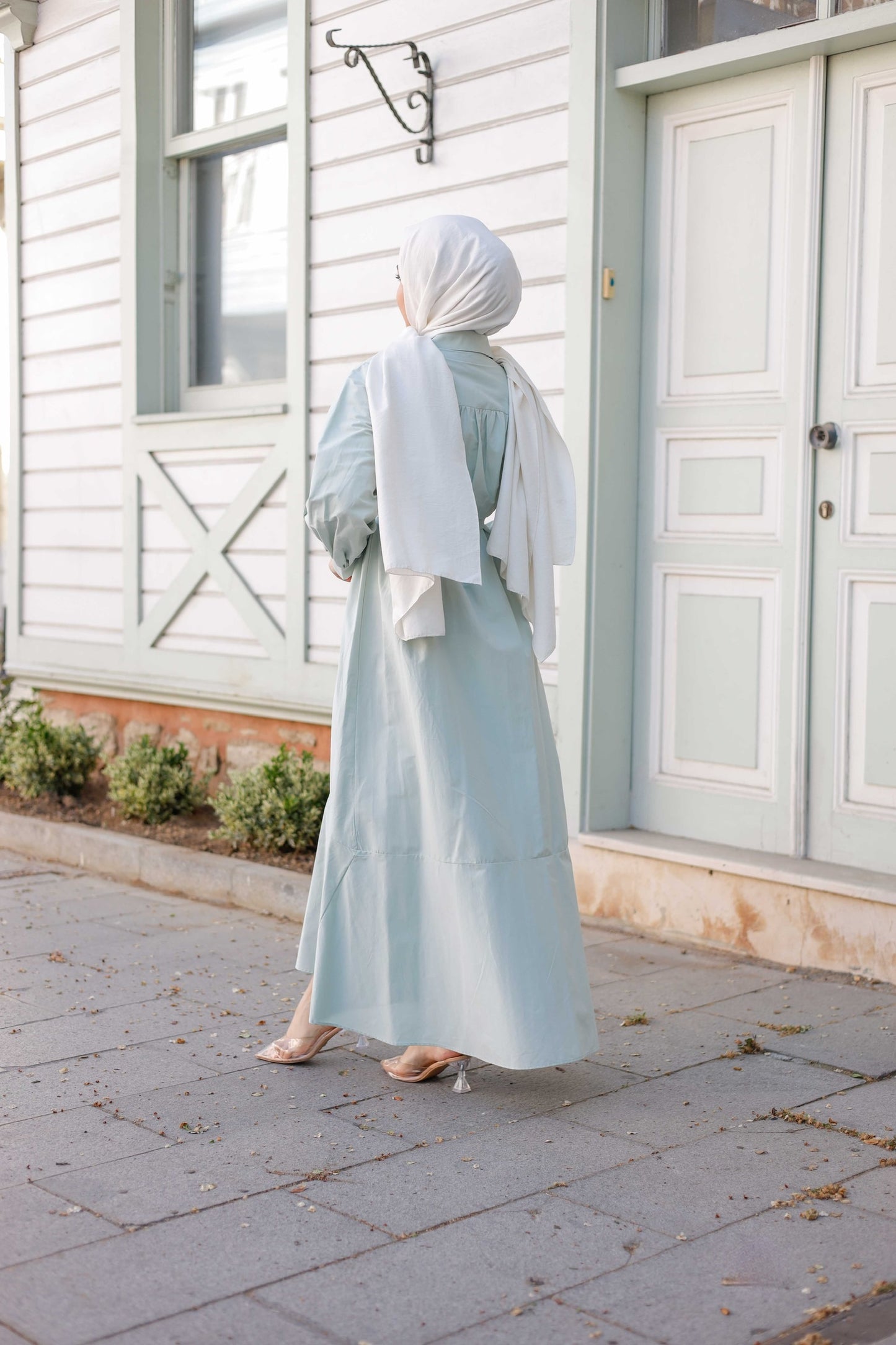 Kuşaklı Düğmeli Yüzde Yüz Pamuk Elbise – Bebe Mavisi, Siyah, Mint, Camel, Lacivert | Nueny Prive