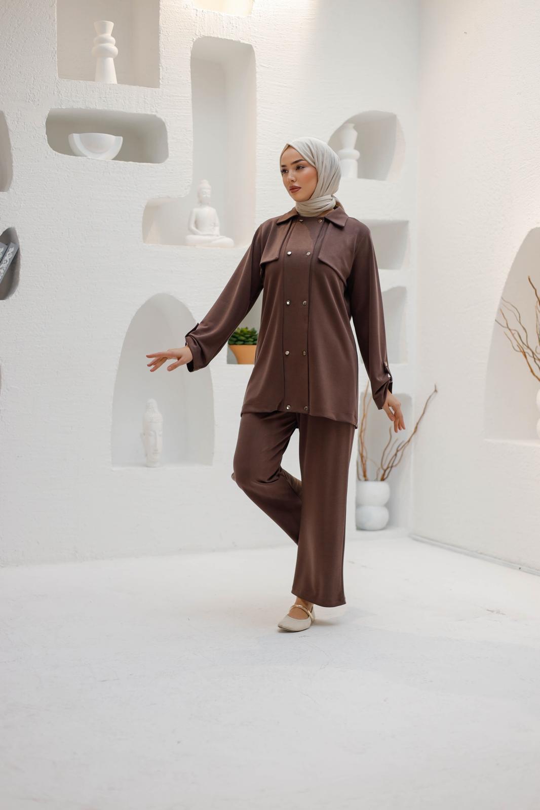 ÖRME KUPRA KUMAŞ PANTOLONLU TAKIM