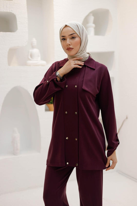 ÖRME KUPRA KUMAŞ PANTOLONLU TAKIM