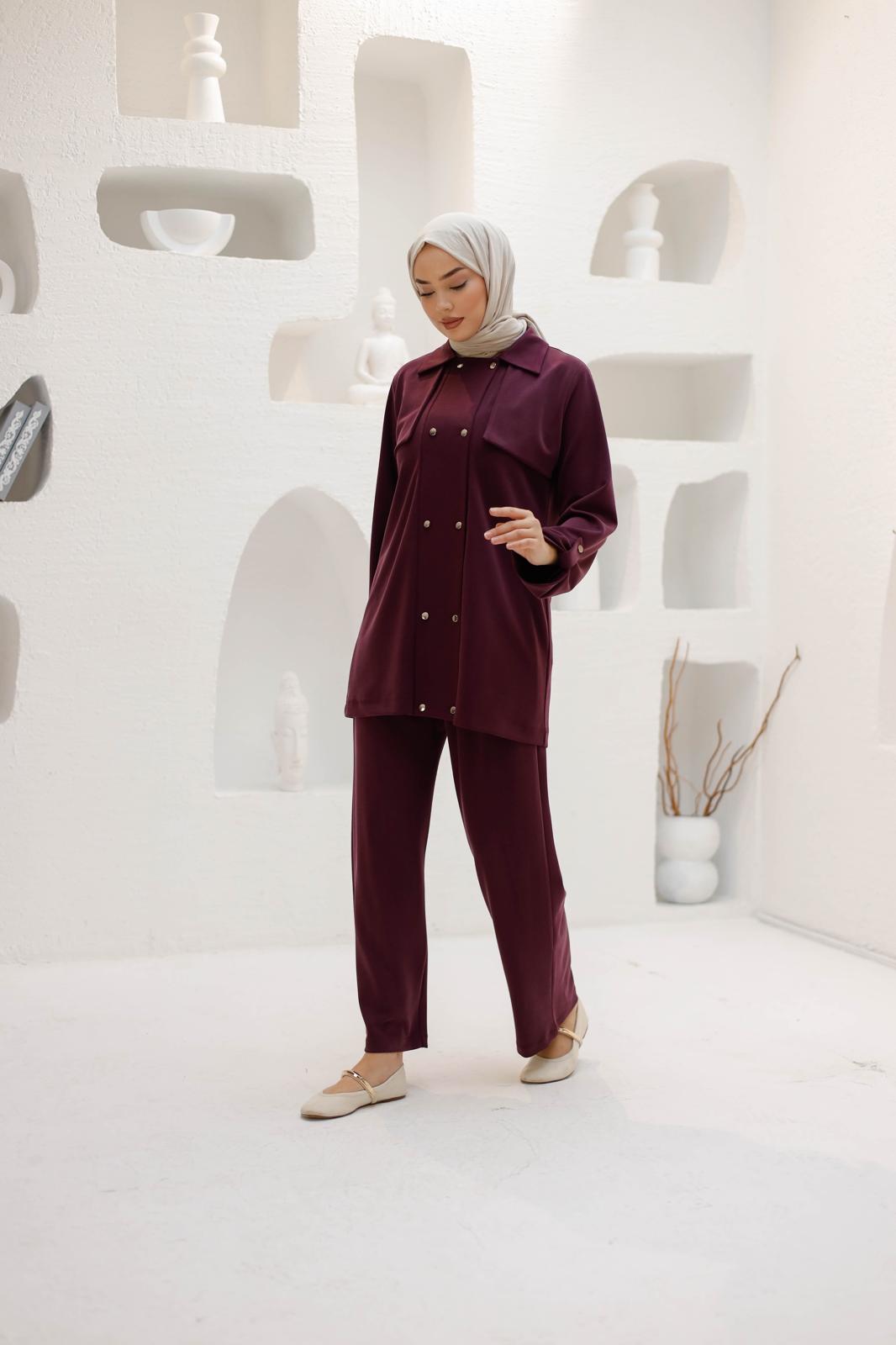 ÖRME KUPRA KUMAŞ PANTOLONLU TAKIM