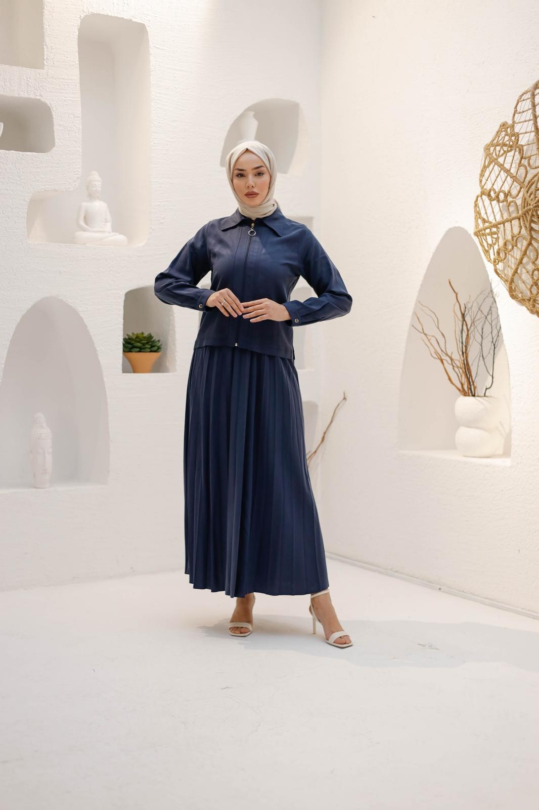 PİLİSE ETEKLİ İPEK TENSEL TAKIM