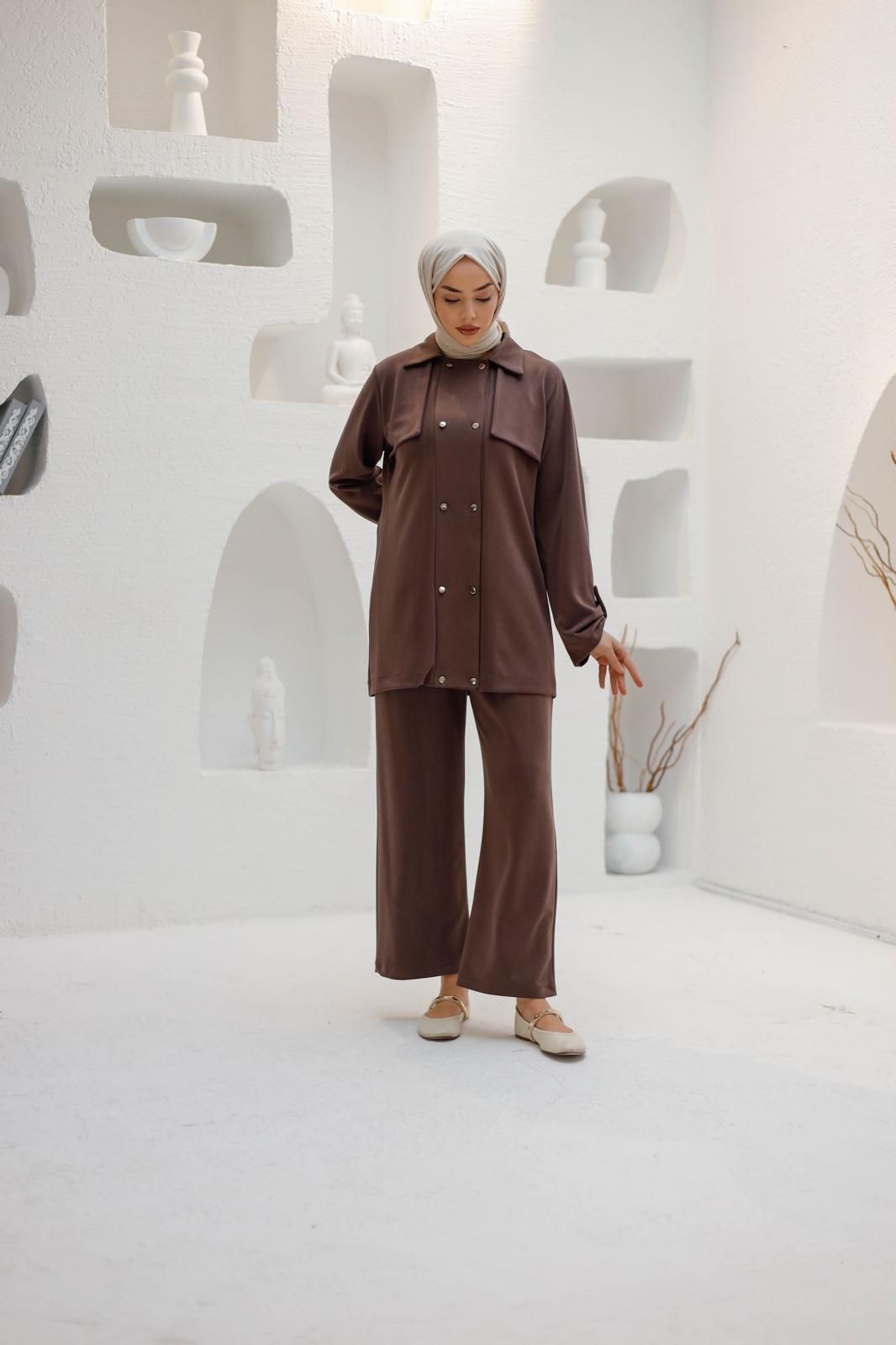 ÖRME KUPRA KUMAŞ PANTOLONLU TAKIM