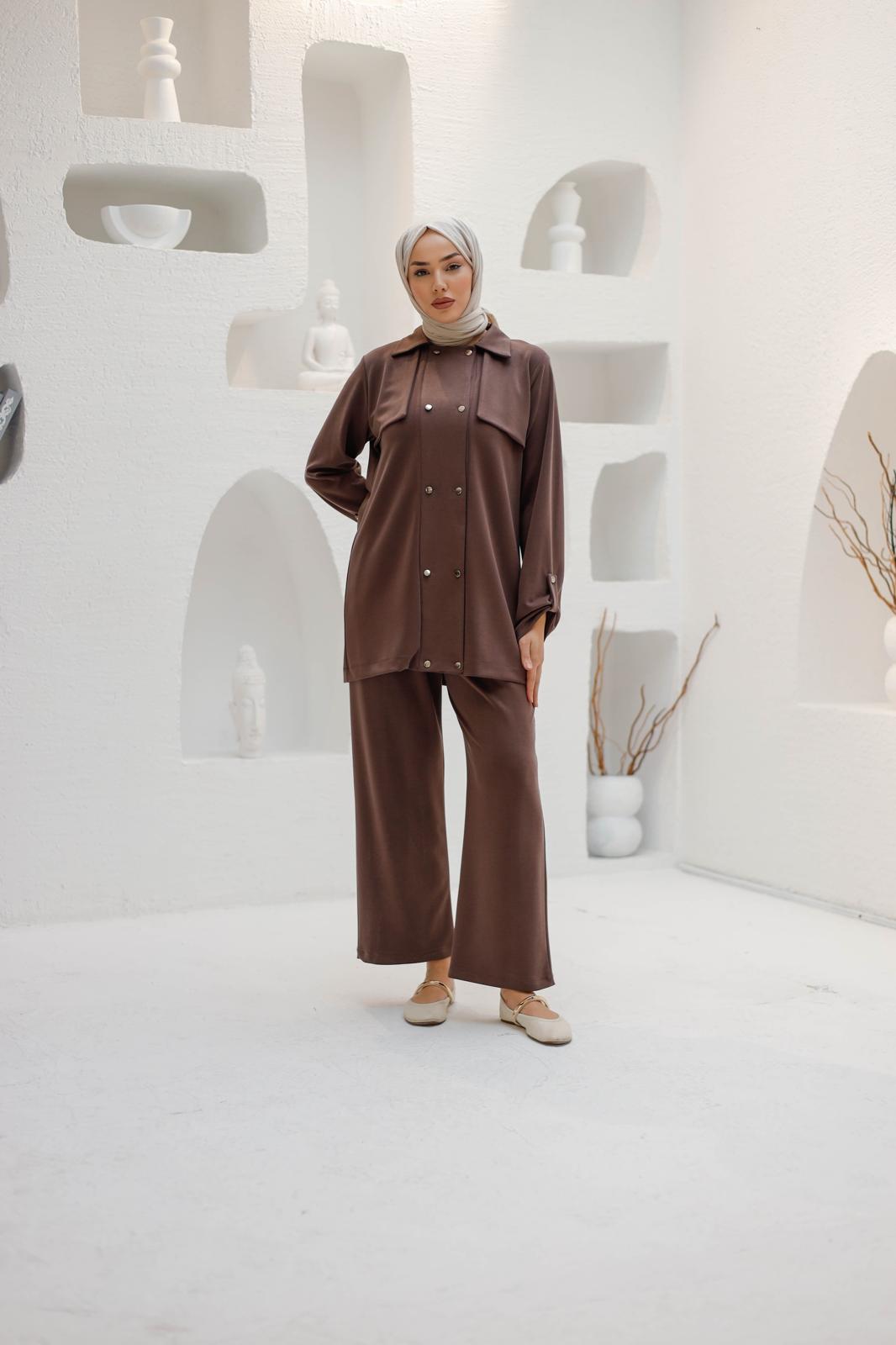 ÖRME KUPRA KUMAŞ PANTOLONLU TAKIM