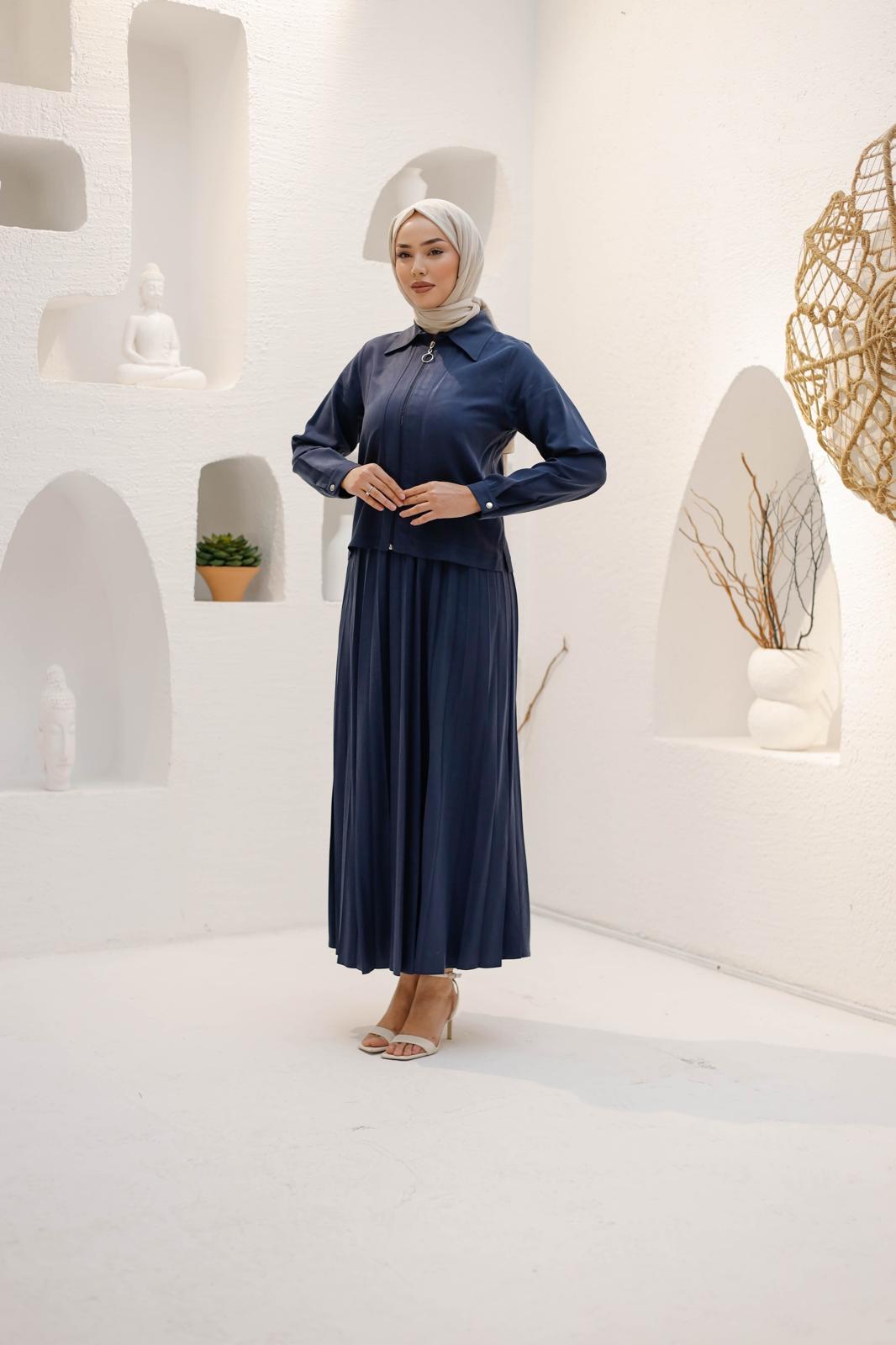 PİLİSE ETEKLİ İPEK TENSEL TAKIM