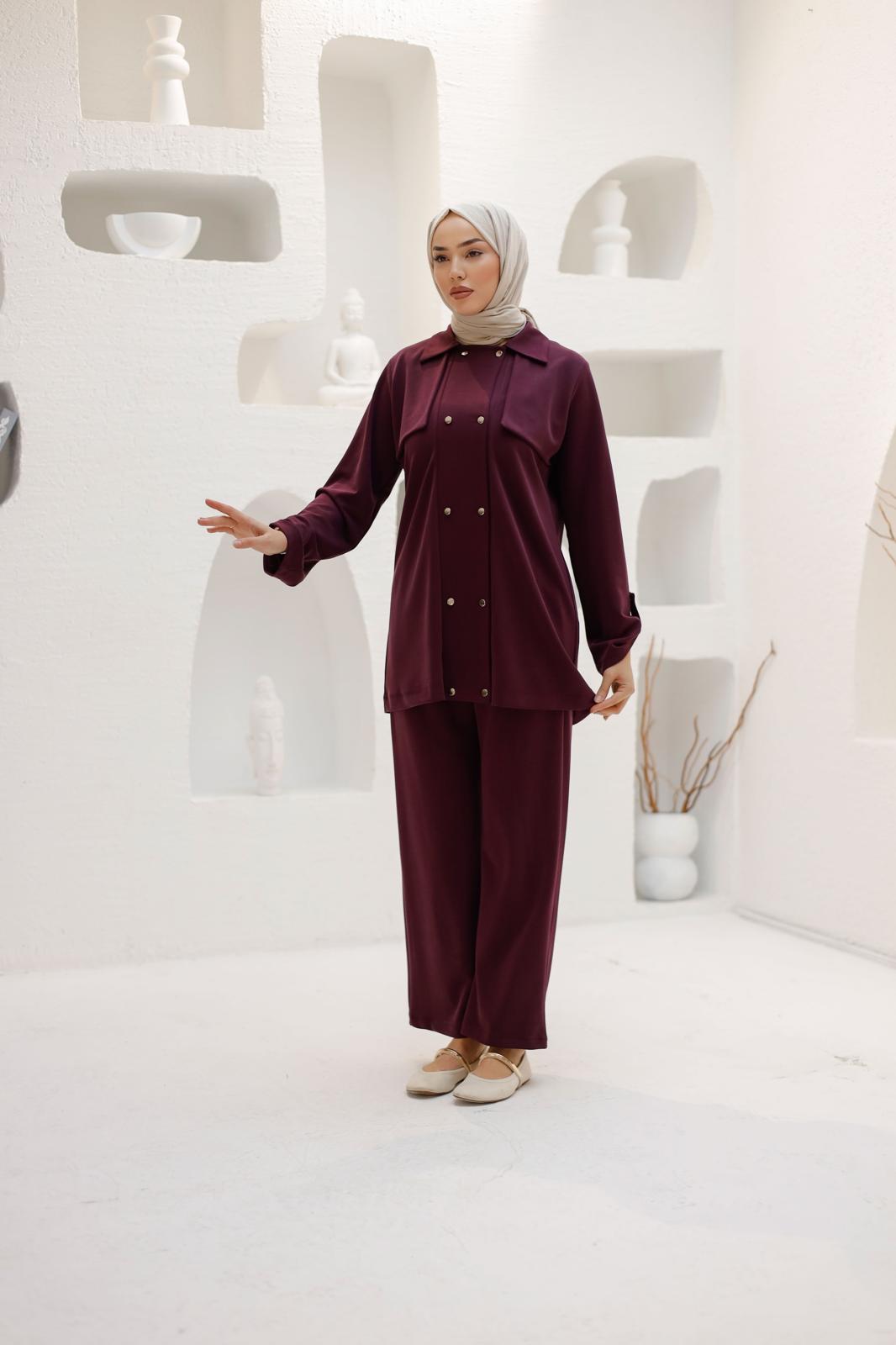 ÖRME KUPRA KUMAŞ PANTOLONLU TAKIM