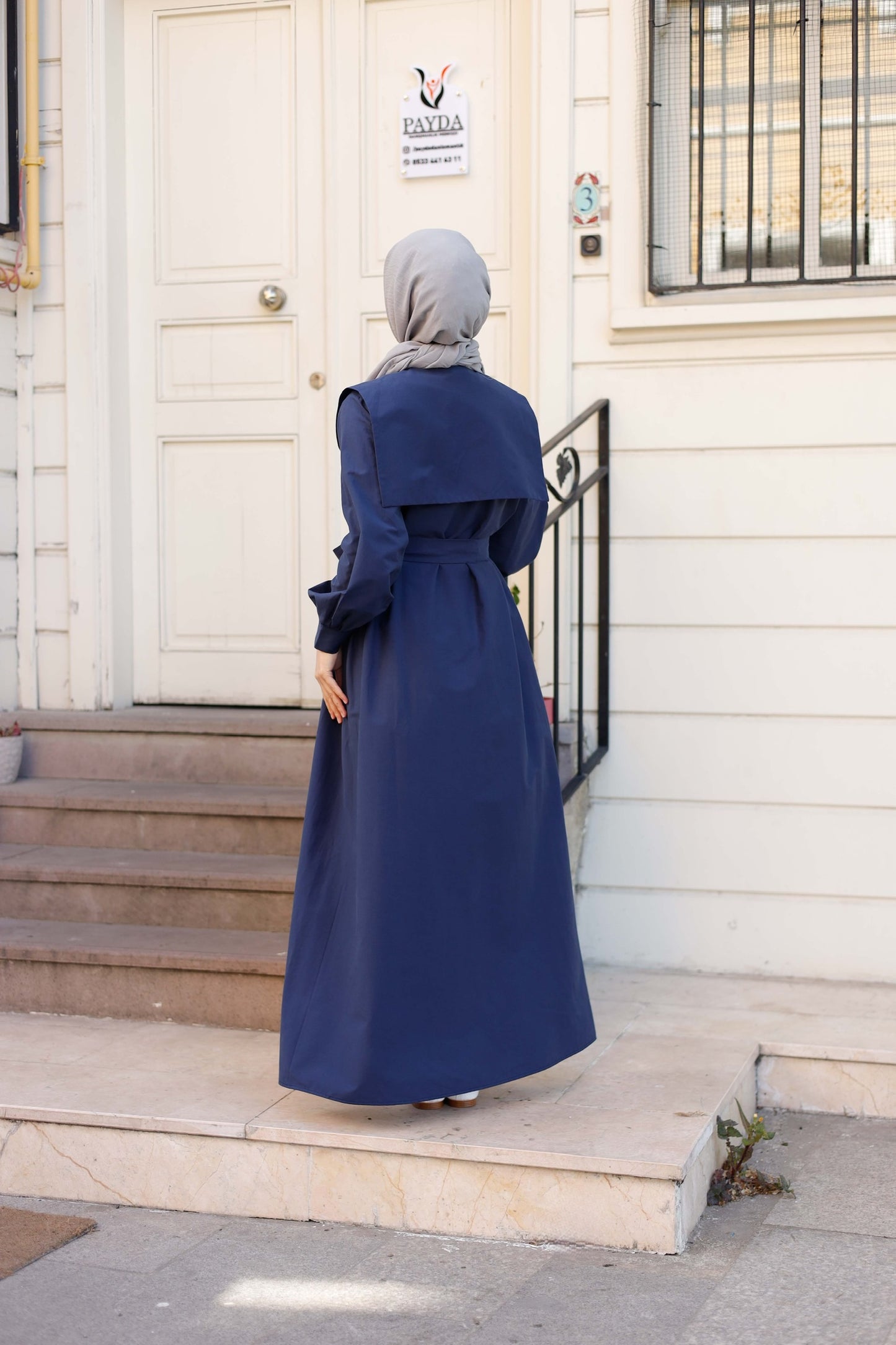 %100 Pamuk Oversize Yaka Kuşaklı Tesettür Düğmeli Elbise (5 Renk Seçeneği - 38/44 Beden)