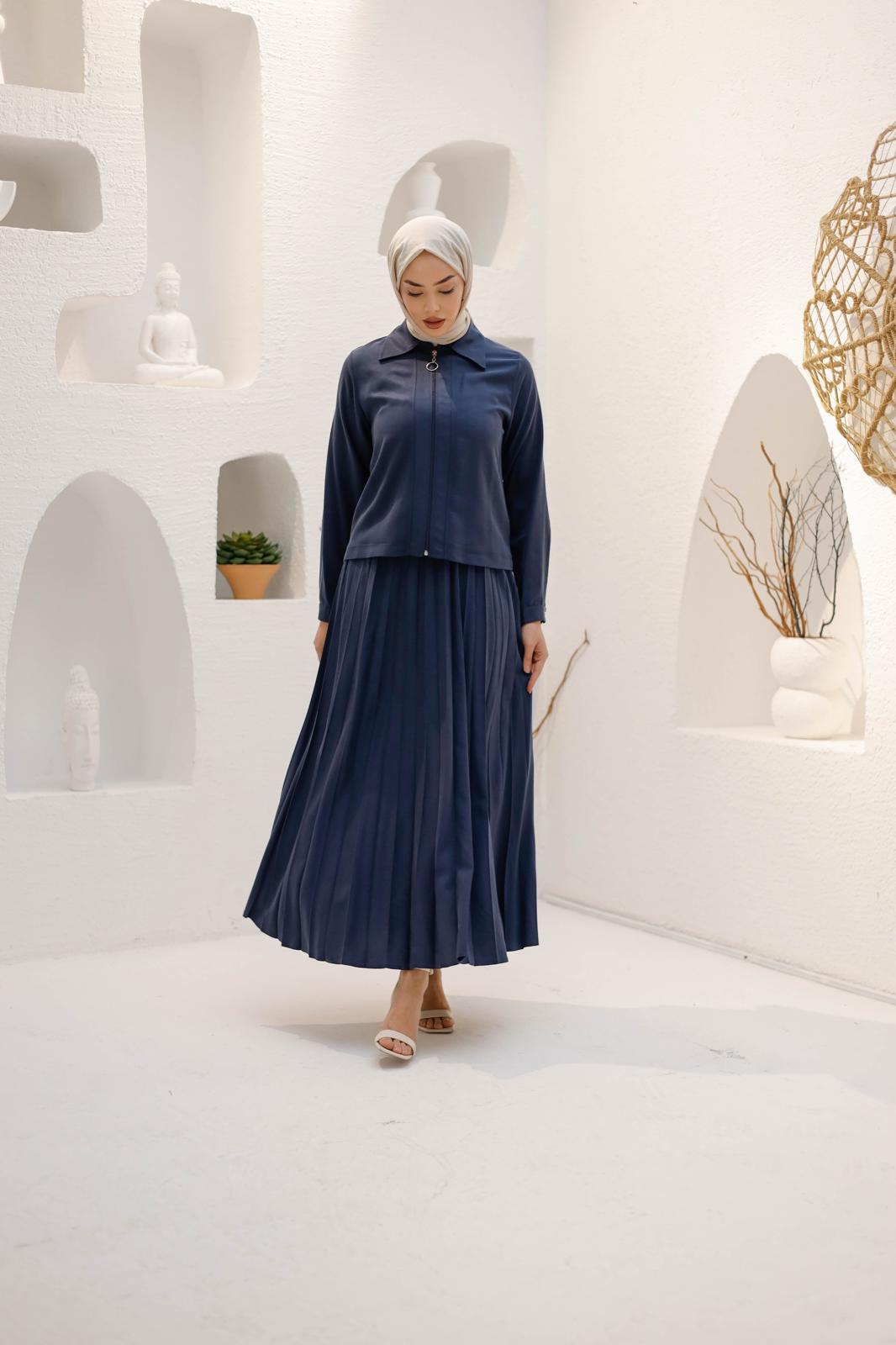 PİLİSE ETEKLİ İPEK TENSEL TAKIM