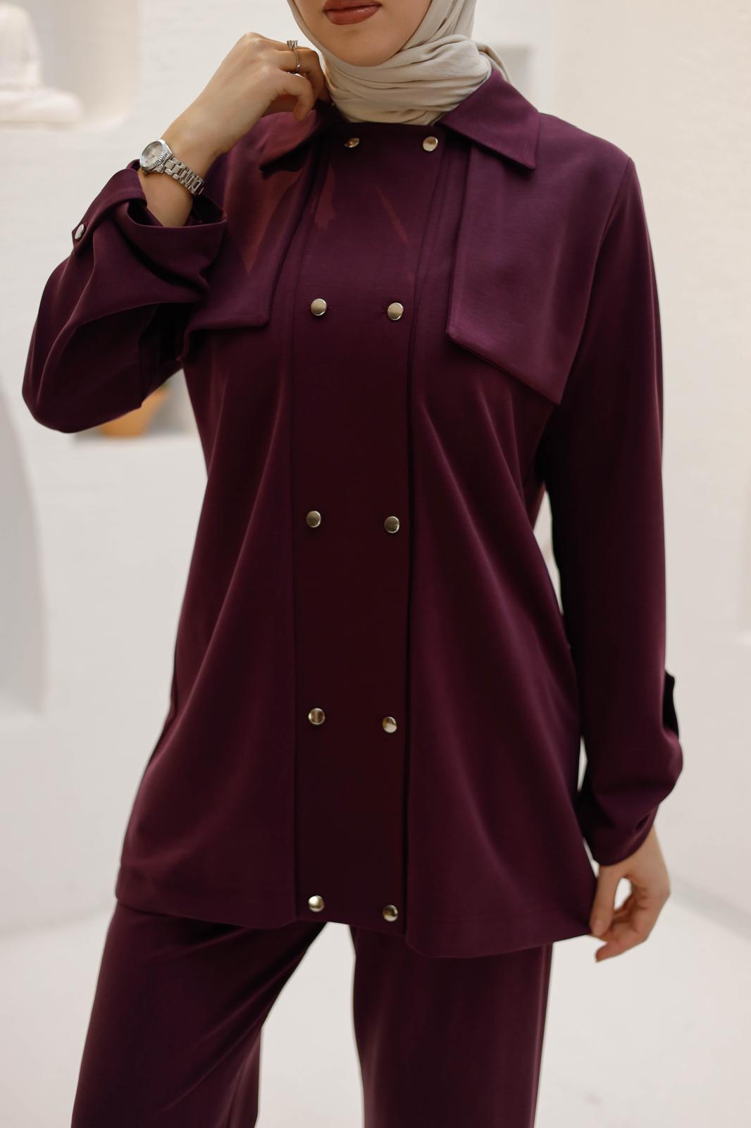 ÖRME KUPRA KUMAŞ PANTOLONLU TAKIM