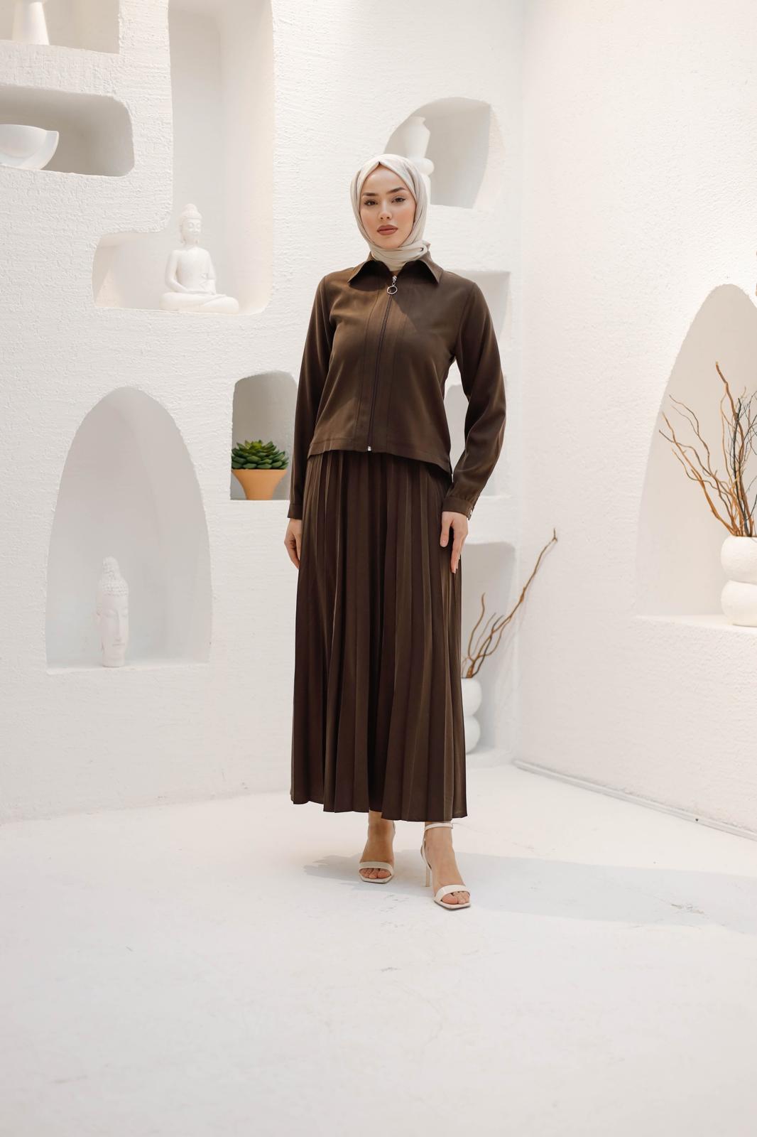 PİLİSE ETEKLİ İPEK TENSEL TAKIM