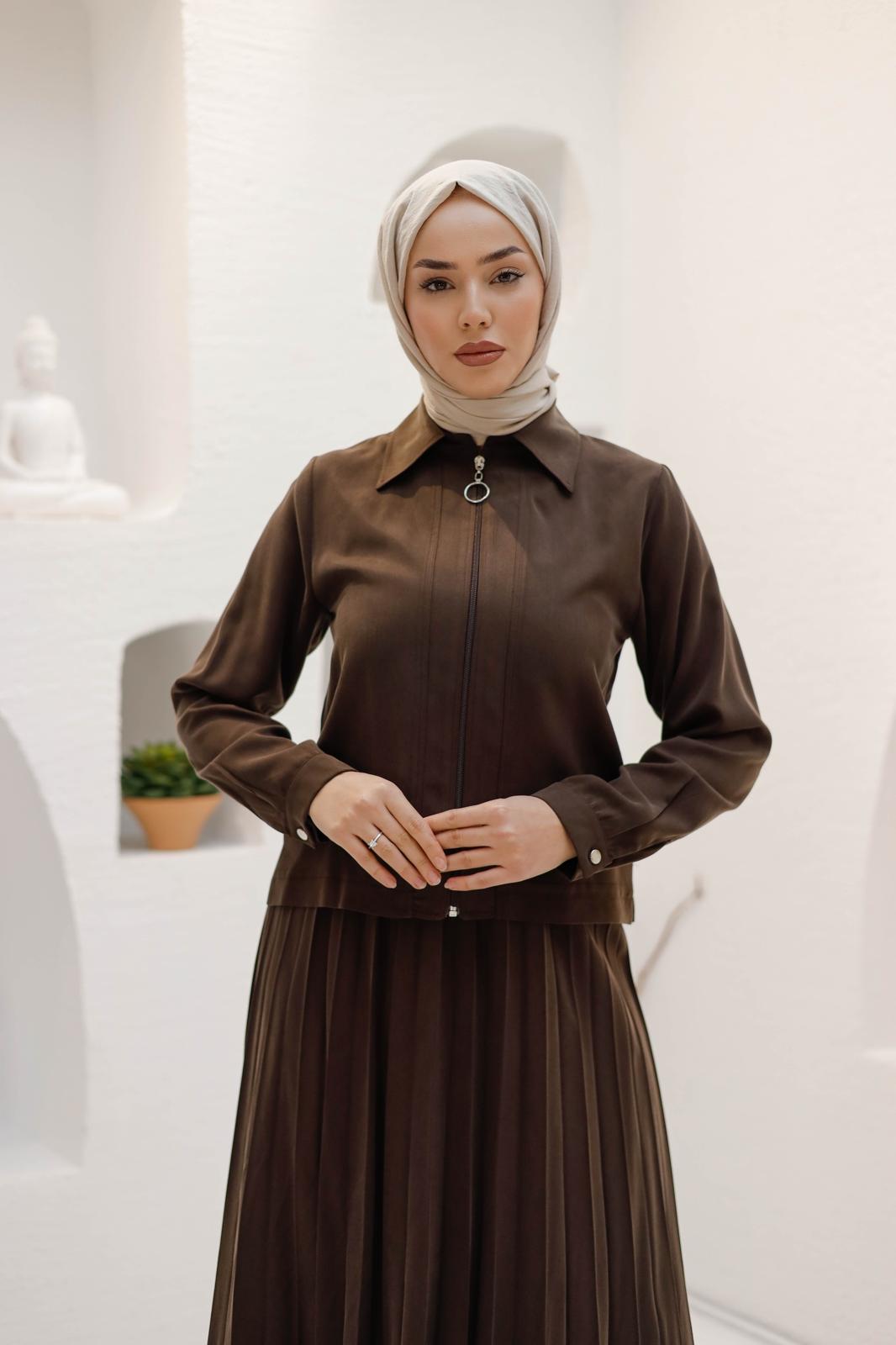 PİLİSE ETEKLİ İPEK TENSEL TAKIM