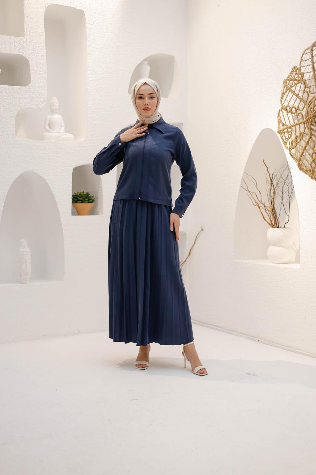 PİLİSE ETEKLİ İPEK TENSEL TAKIM