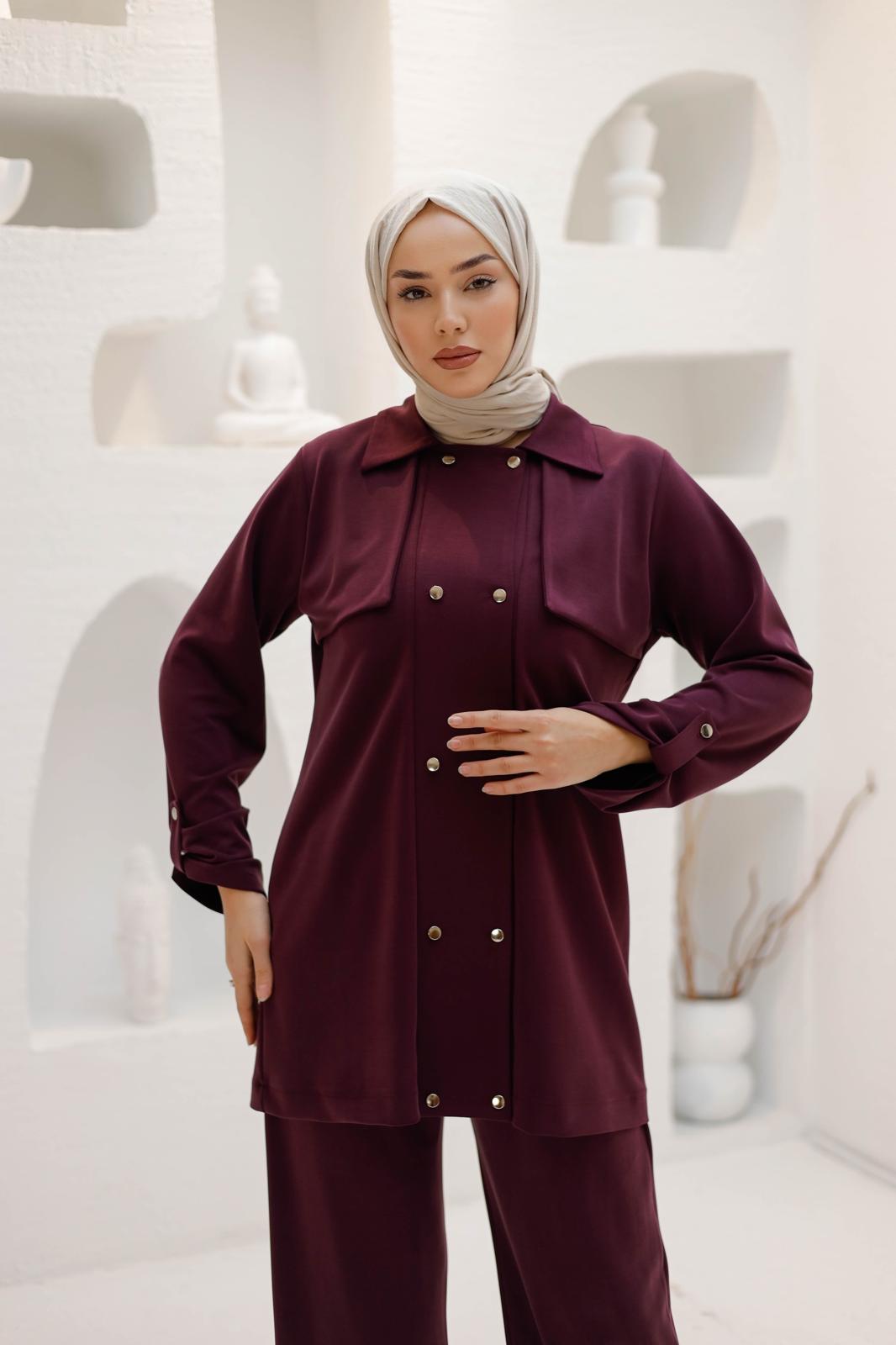 ÖRME KUPRA KUMAŞ PANTOLONLU TAKIM