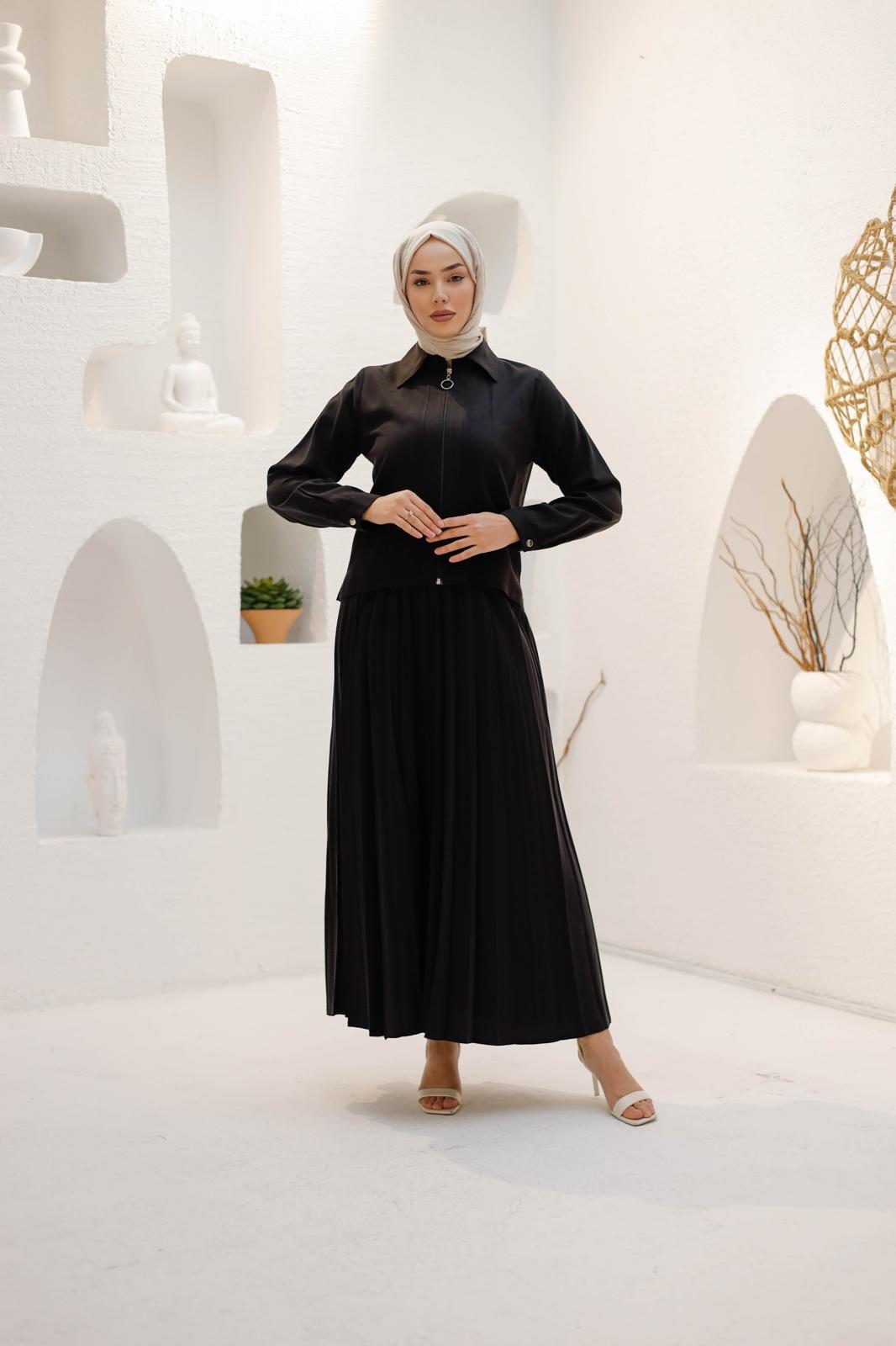 PİLİSE ETEKLİ İPEK TENSEL TAKIM