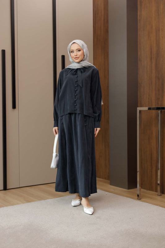 KAPLAMA DÜĞMELİ ETEKLİ TAKIM